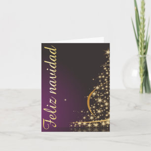 Carte Motivo navideño morado con dorado árbol de navidad