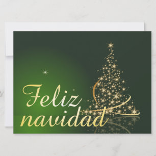 Carte Motivo navideño verde con arbol de navidad.