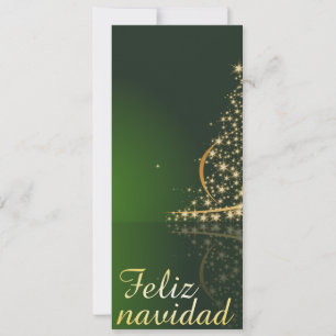 Carte Motivo navideño verde con arbol de navidad.