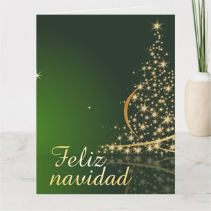 Carte Motivo navideño verde con arbol de navidad.