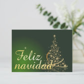 Carte Motivo navideño verde con arbol de navidad. (Debout devant)