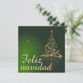 Carte Motivo navideño verde con arbol de navidad. (Debout devant)