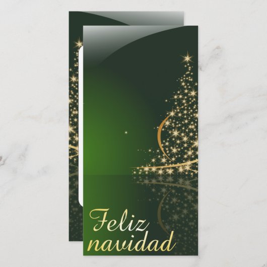 Carte Motivo navideño verde con arbol de navidad. V2,0 (Devant / Derrière)