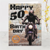 Carte Moto 'Anniversaire 50e Toujours Compris (Fleur jaune)