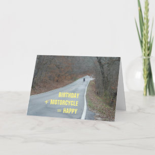 Carte Moto Birthday Card motocyclette pilote sur route