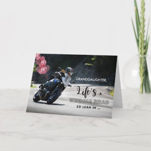 Carte Moto-fille thème Anniversaire sur courbe