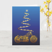 Carte Moto Noël avec vélo or et arbre (Fleur jaune)