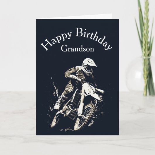Carte Motocross Grandson Anniversaire Sport Motorcycle C (Devant)