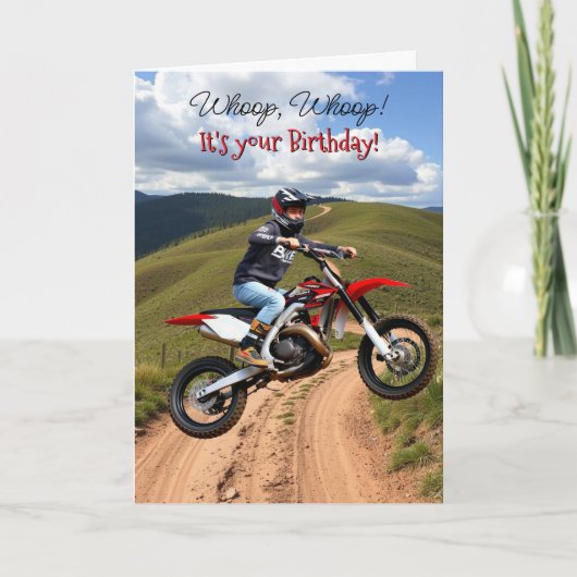 Carte Motocross Thème Anniversaire pour lui (Devant)