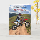 Carte Motocross Thème Anniversaire pour lui (Fleur jaune)