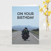 Carte Motorcycle Biker Funny Road Anniversaire (Fleur jaune)
