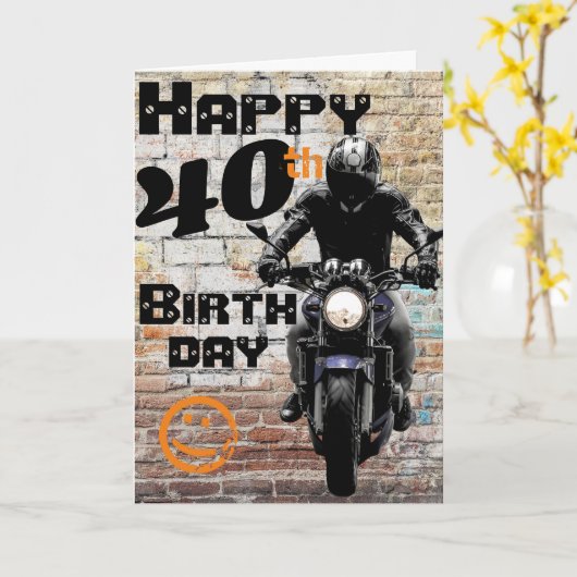 Carte Motorcycle 'Birthday 40th Still Got It (Fleur jaune)