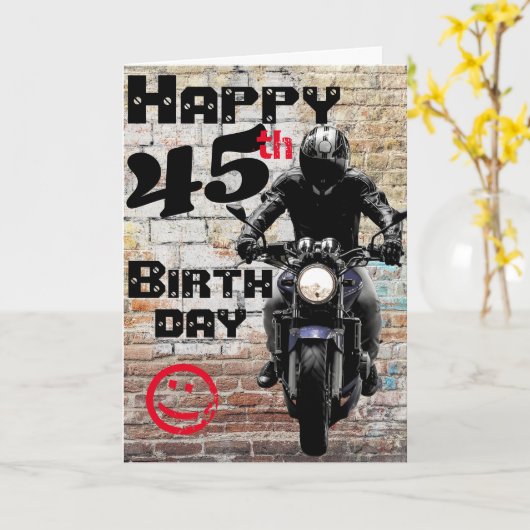 Carte Motorcycle Birthday 45th Still Got It Custom (Fleur jaune)