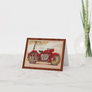Carte Motorcycle rouge vintage