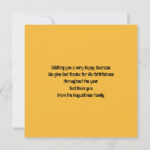 Carte Mots croisés joyeux des principes de KWANZAA (Dos)