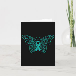 Carte Mots Papillon Turquoise Ribbon Support Cancer de l