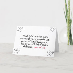 Carte MOTS TOMBENT COURT POUR DÉCRIRE MON AMOUR 1st ANNI