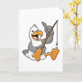 Carte Mouette à la pêche avec une canne à pêche (Fleur jaune)
