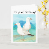 Carte Mouettes d'aquarelle à l'art de nature d'oiseau de (Fleur jaune)