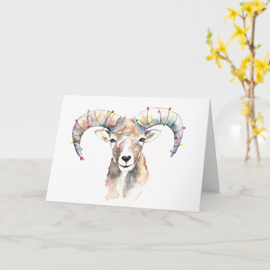 Carte mouflon de Noël (Fleur jaune)