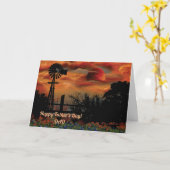 Carte Moulin à vent et lune orange (Fleur jaune)