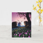 Carte Moulin à vent néerlandais au coucher du soleil (Fleur jaune)