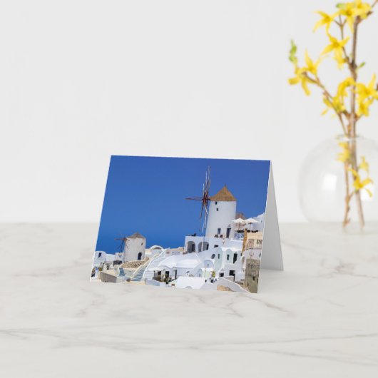 Carte Moulin à vin en Oia, Santorin, Grèce (Fleur jaune)