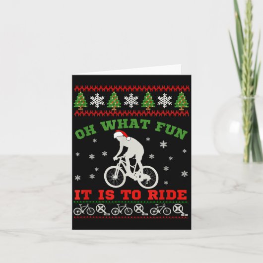 Carte Mountain Bike Rider, Oh What Fun Christmas Ugly Sw (Devant)