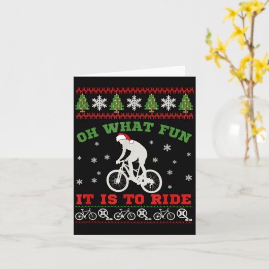 Carte Mountain Bike Rider, Oh What Fun Christmas Ugly Sw (Fleur jaune)