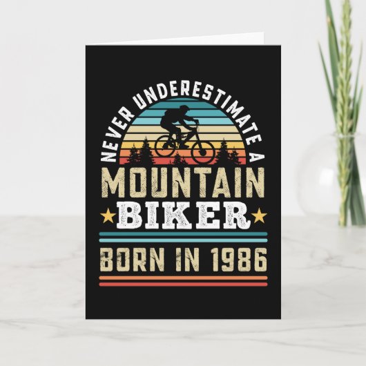 Carte Mountain Biker soutenu 1986 40e anniversaire cadea (Devant)