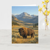 Carte Mountain Landscape American Bison Blank (Fleur jaune)