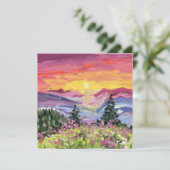 Carte Mountain Sunrise avec Fleurs sauvages (Debout devant)