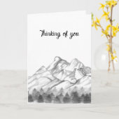 Carte Mountains Sketched in Pencil on Note Card (Fleur jaune)