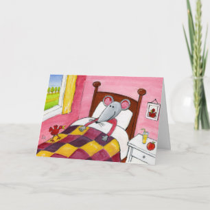 Carte Mouse in Bed - Get Well Card