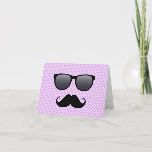 Carte Moustache Noire Drôle Et Lunettes (Devant)