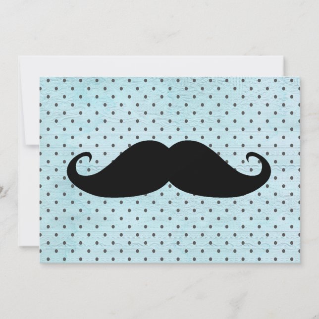 Carte Moustache Noire Drôle Sur Pois Bleus Turquoises (Devant)