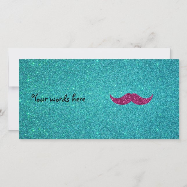 Carte Moustache parties scintillant rose (Devant)