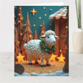 Carte Mouton bouffant avec couronne sur la scène de Noël (Devant)