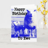 Carte Mouton d'anniversaire (Fleur jaune)