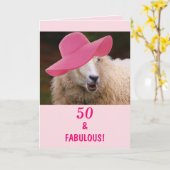Carte Moutons amusants 50 & Fabuleux Anniversaire (Fleur jaune)