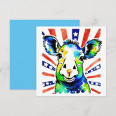 Carte Moutons colorés aquarelle drôles (Devant / Derrière)