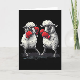 Carte Moutons de boxe avec gants de boxe Kickboxing Drôl