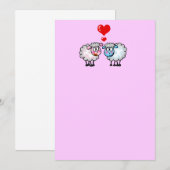 Carte Moutons de dessin animé drôles, couple de mariés (Devant / Derrière)