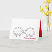 Carte Moutons de Noël (Fleur jaune)