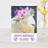Carte Moutons Fraîches Avec Fleurs Anniversaire (Fleur jaune)