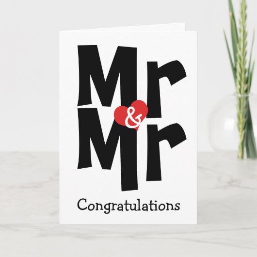 Carte Mr et Mr Gay Wedding Black White Congratulations (Devant)