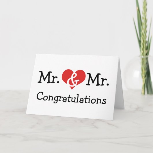 Carte Mr et Mr Love Heart Wedding Congratulations (Devant)