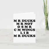 Carte Mr M R Ducks T, Funny Duck Lover, Waterfowl Quote (Devant)