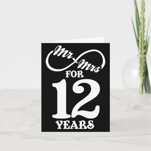 Carte Mr Mrs For 12 Years 1st Wedding Anniversary (Devant)