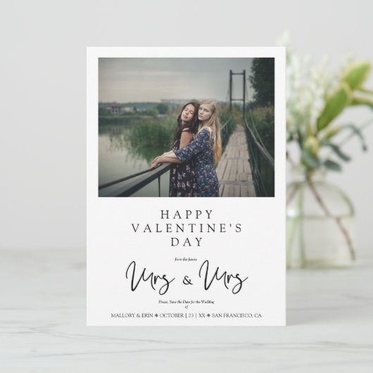 Carte MRS & MRS Valentine's Wedding LGBT Lesbian Photo (Debout devant)